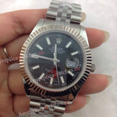 (EW) Clone Swiss 3255 Replica Rolex Datejust II - SS Black Face - Datejust II Watch 41mm